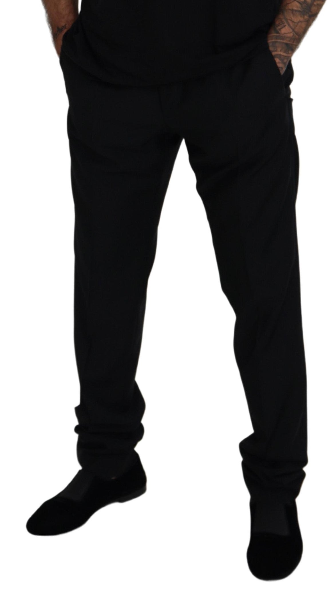 Dolce & Gabbana Black Wool Chino Formal Pants - Zeiniez