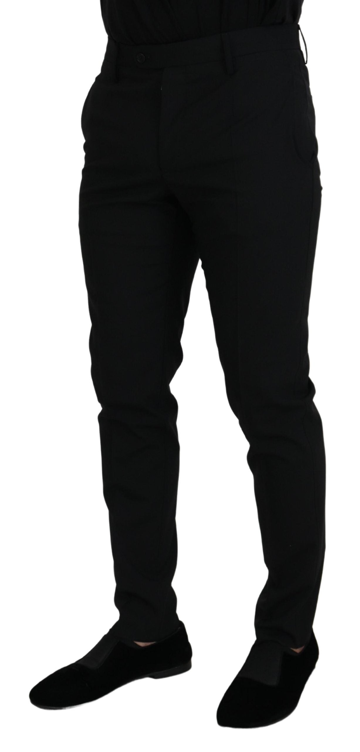 Dolce & Gabbana Black Polyester Chino Formal Pants - Zeiniez