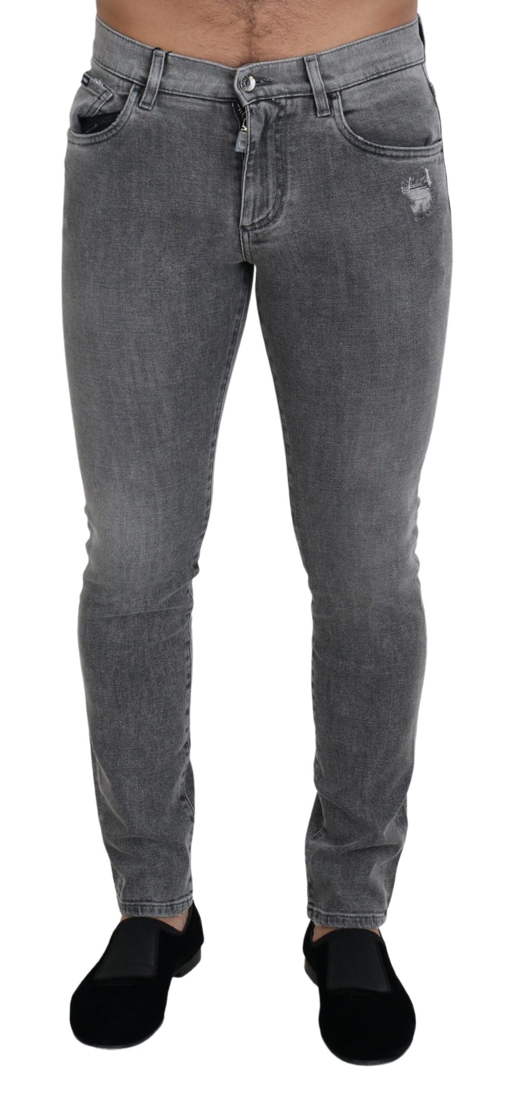 Dolce & Gabbana Grey Washed Cotton Skinny Denim Jeans - Zeiniez