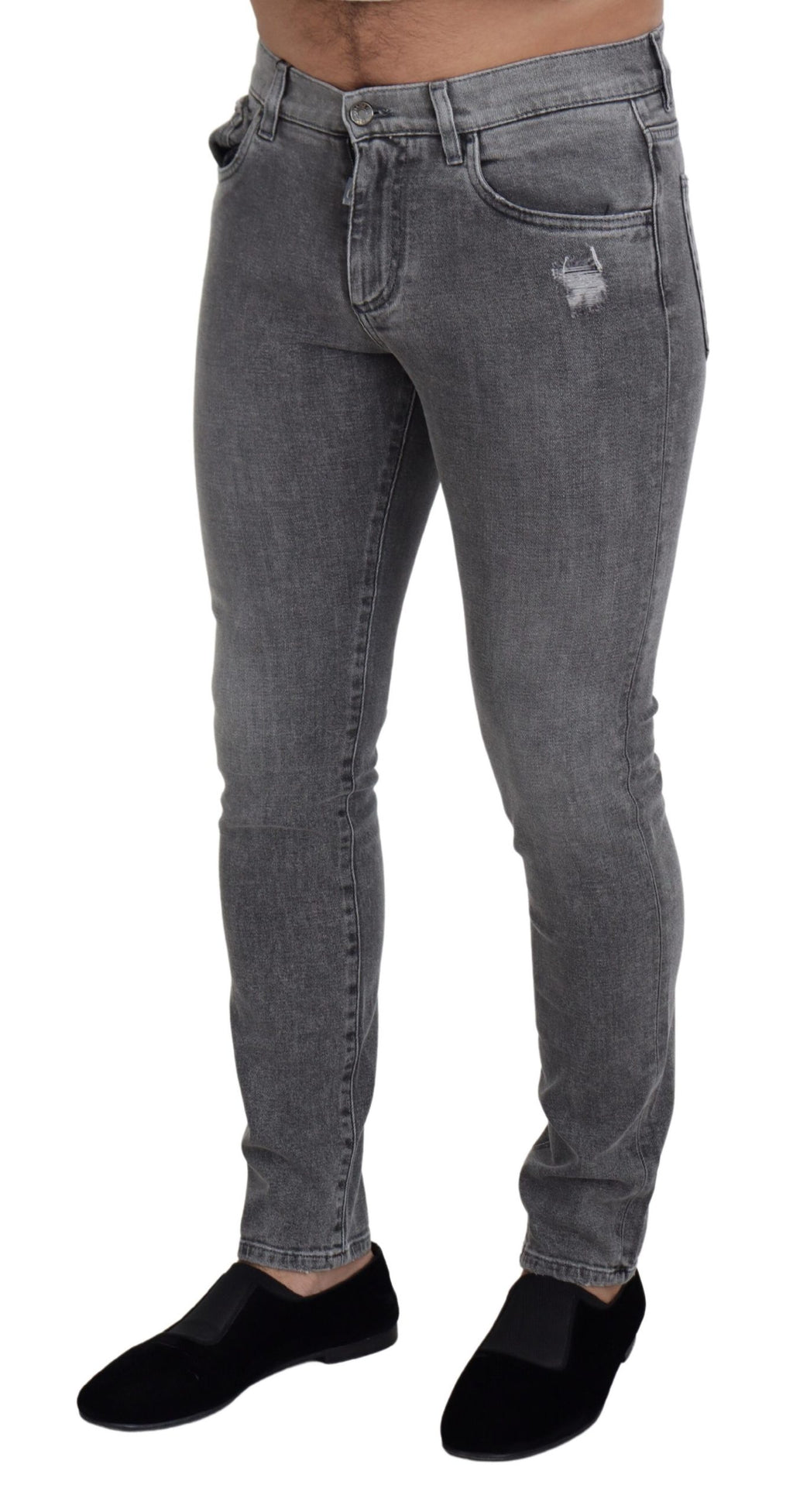 Dolce & Gabbana Grey Washed Cotton Skinny Denim Jeans - Zeiniez