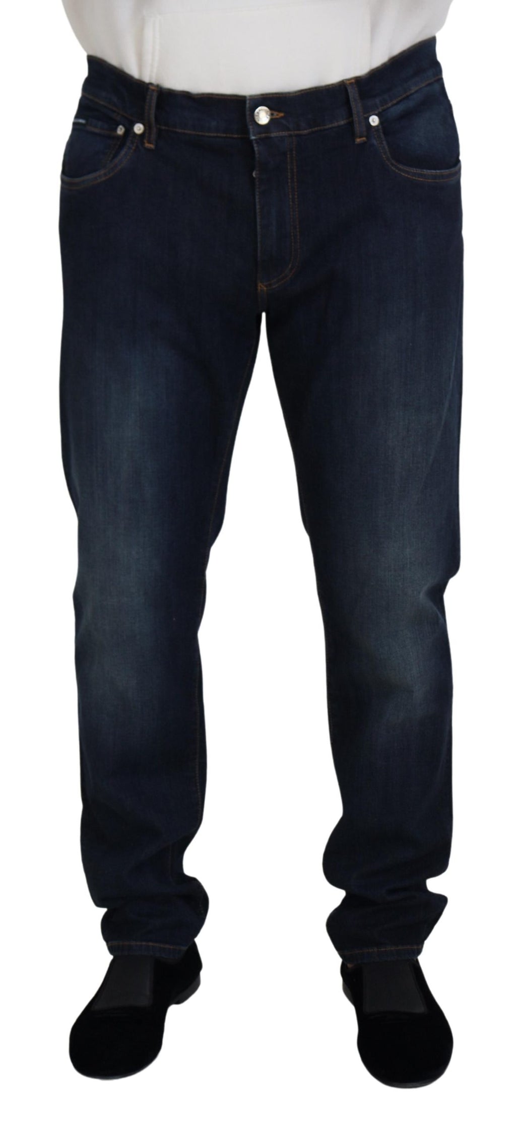 Dolce & Gabbana Blue Cotton Straight Fit Casual Denim Jeans - Zeiniez