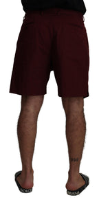 Dolce & Gabbana Maroon Cotton Bermuda Casual Shorts - Zeiniez