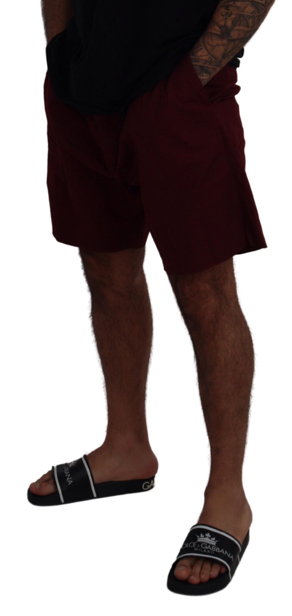 Dolce & Gabbana Maroon Cotton Bermuda Casual Shorts - Zeiniez