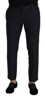 Dolce & Gabbana Black Wool Men Formal Pants - Zeiniez