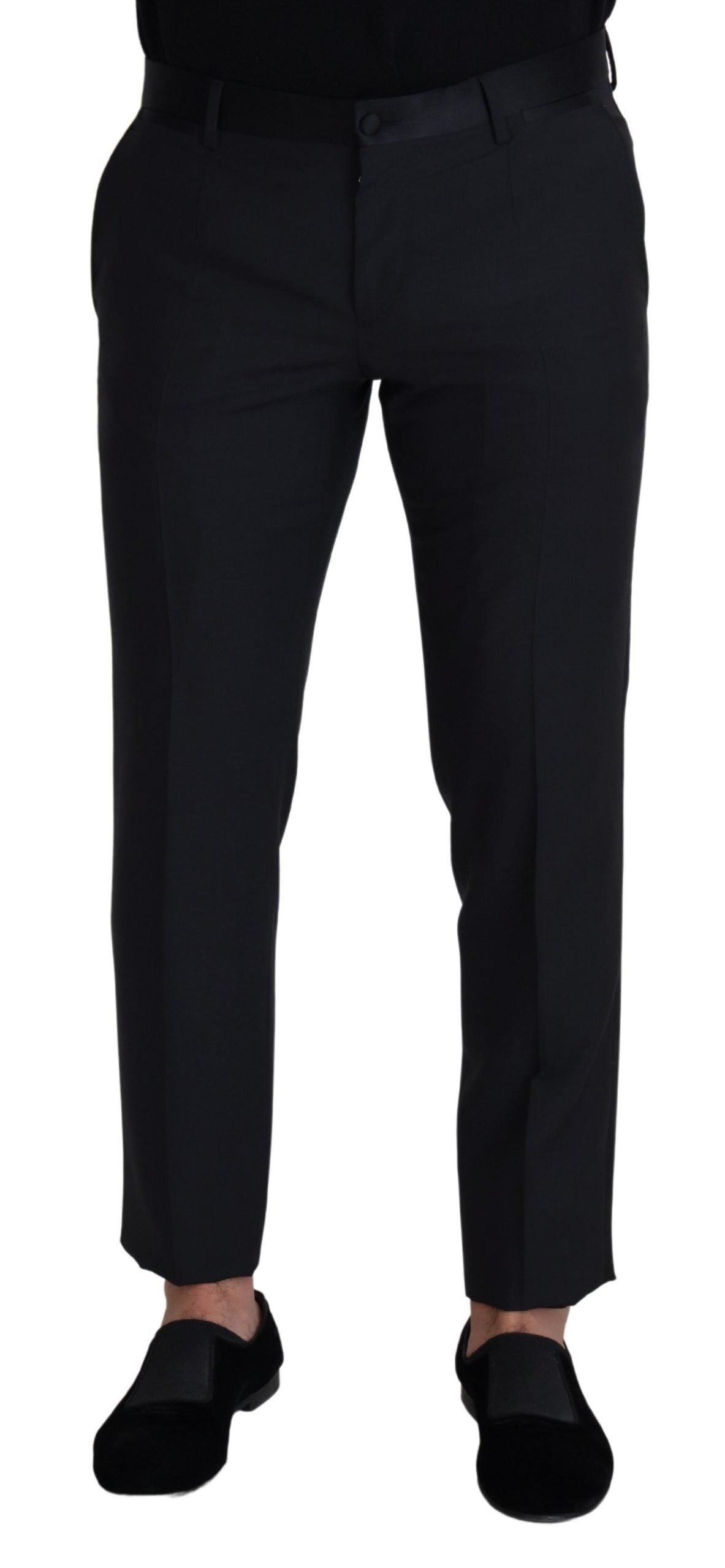 Dolce & Gabbana Black Wool Men Formal Pants - Zeiniez