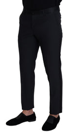 Dolce & Gabbana Black Wool Men Formal Pants - Zeiniez