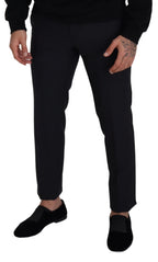 Dolce & Gabbana Black Wool Men Formal Pants - Zeiniez