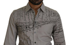 Dolce & Gabbana Gray Printed Cotton Slim Dress GOLD Shirt - Zeiniez