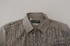 Dolce & Gabbana Gray Printed Cotton Slim Dress GOLD Shirt - Zeiniez