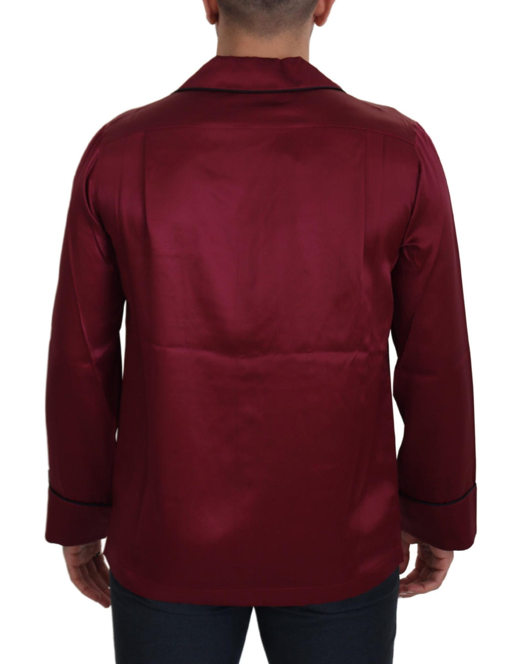 Dolce & Gabbana Red Silk Lounge Top Pajama Sleepwear Shirt - Zeiniez