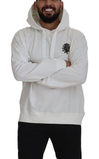 Dolce & Gabbana White Cotton Hooded Sweatshirt Sweater - Zeiniez