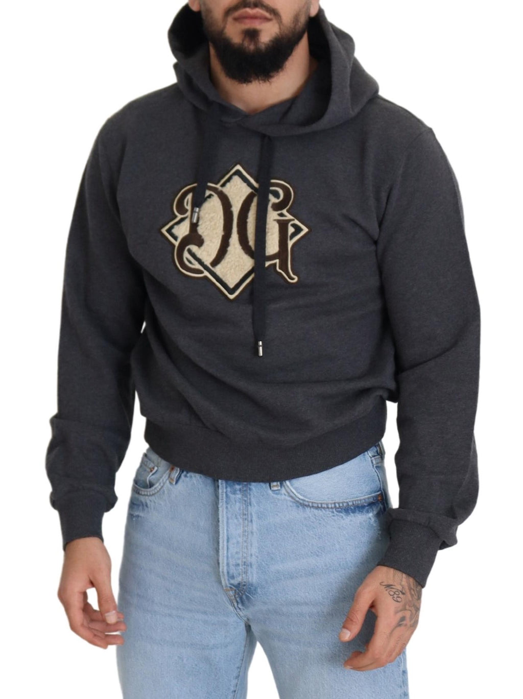 Dolce & Gabbana Gray Logo Cotton Hooded Sweatshirt Sweater - Zeiniez