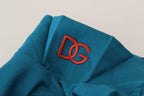 Dolce & Gabbana Blue Cotton Collared Slim Pullover Sweater - Zeiniez