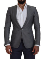 Dolce & Gabbana Gray Wool Silk Slim Fit Jacket Blazer - Zeiniez