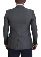 Dolce & Gabbana Gray Wool Silk Slim Fit Jacket Blazer - Zeiniez