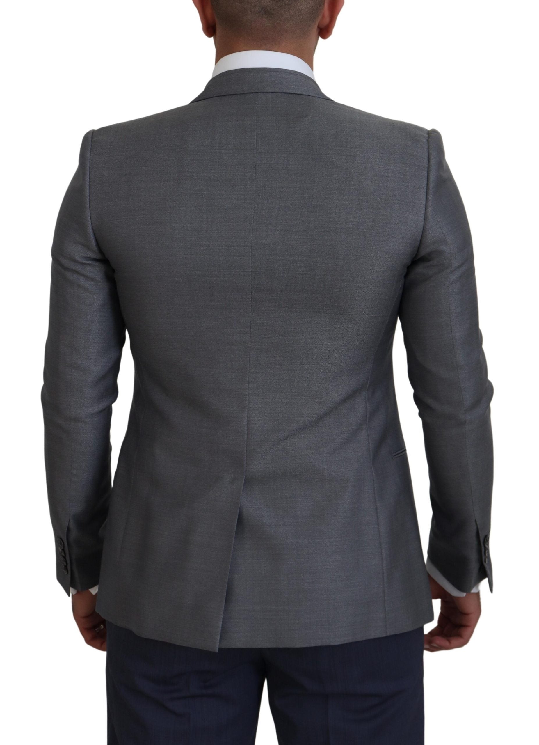 Dolce & Gabbana Gray Wool Silk Slim Fit Jacket Blazer - Zeiniez