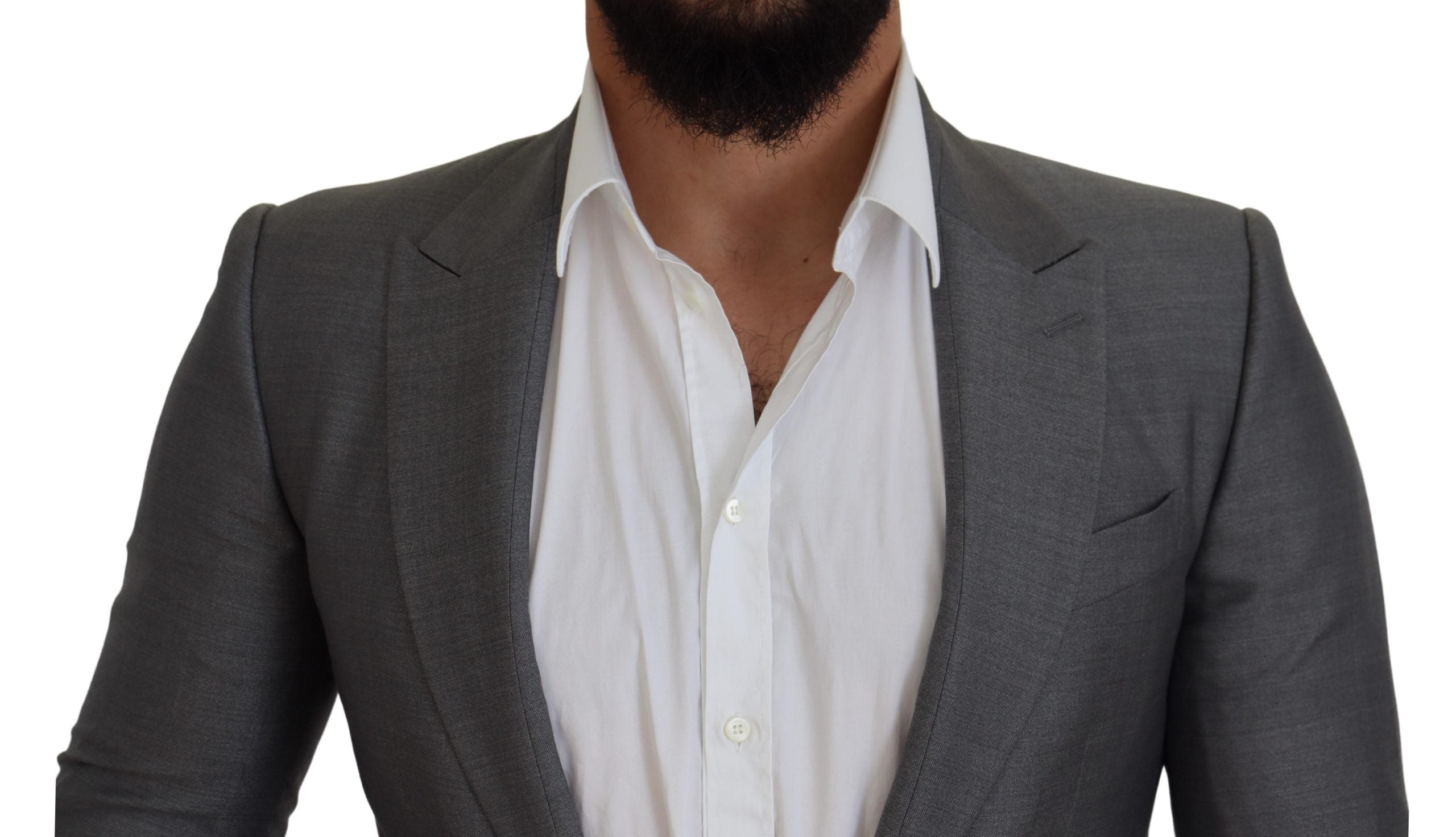 Dolce & Gabbana Gray Wool Silk Slim Fit Jacket Blazer - Zeiniez