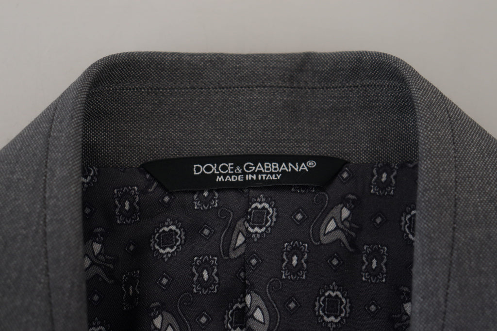 Dolce & Gabbana Gray Wool Silk Slim Fit Jacket Blazer - Zeiniez