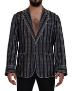 Dolce & Gabbana Blue Striped Silk Pajama Shirt Jacket - Zeiniez