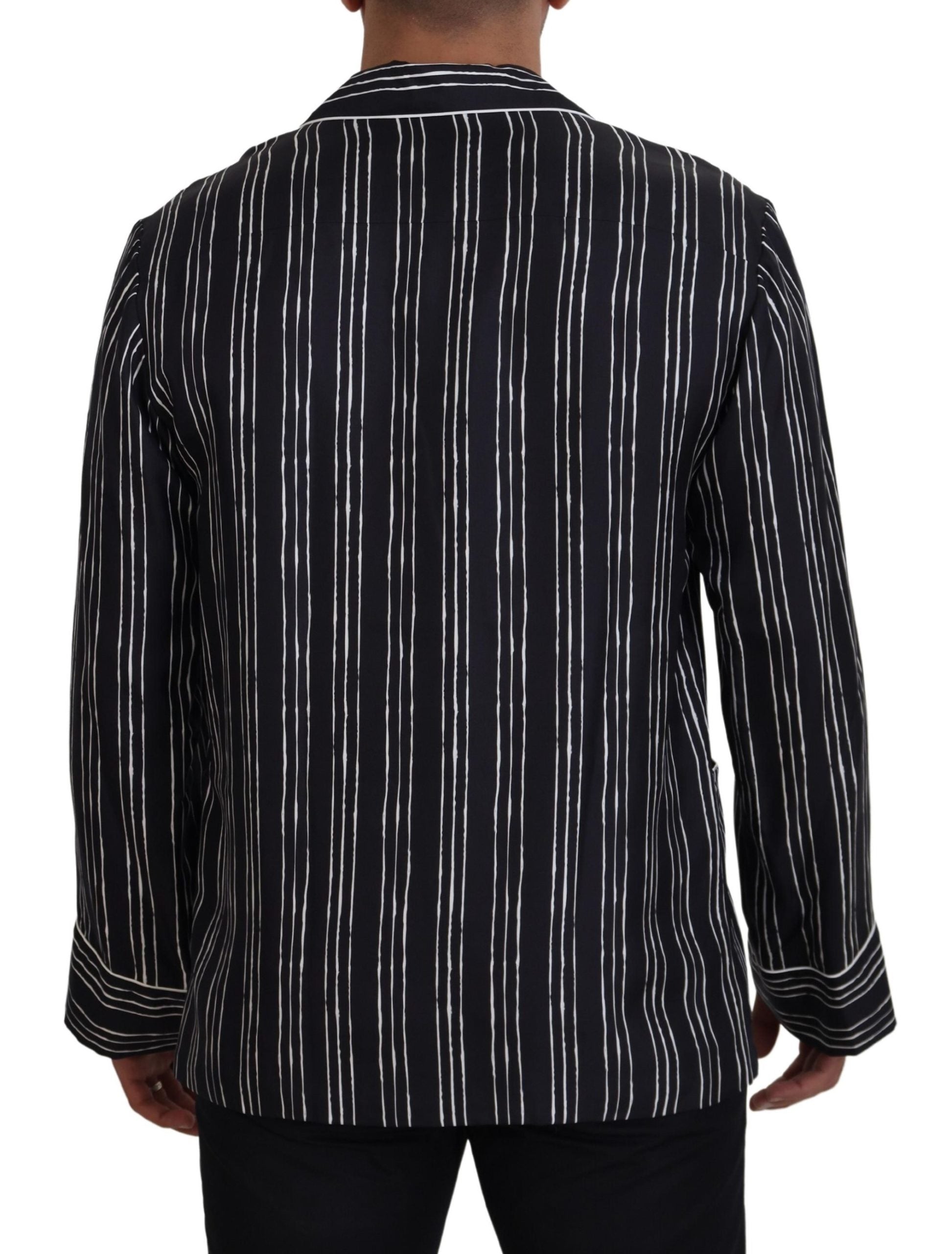 Dolce & Gabbana Blue Striped Silk Pajama Shirt Jacket - Zeiniez