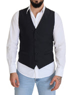 Dolce & Gabbana Black Wool Stretch Waistcoat Formal Vest - Zeiniez