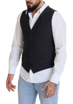 Dolce & Gabbana Black Wool Stretch Waistcoat Formal Vest - Zeiniez