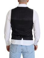 Dolce & Gabbana Black Wool Stretch Waistcoat Formal Vest - Zeiniez