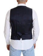 Dolce & Gabbana Dark Blue Wool Stretch Waistcoat Formal Vest - Zeiniez