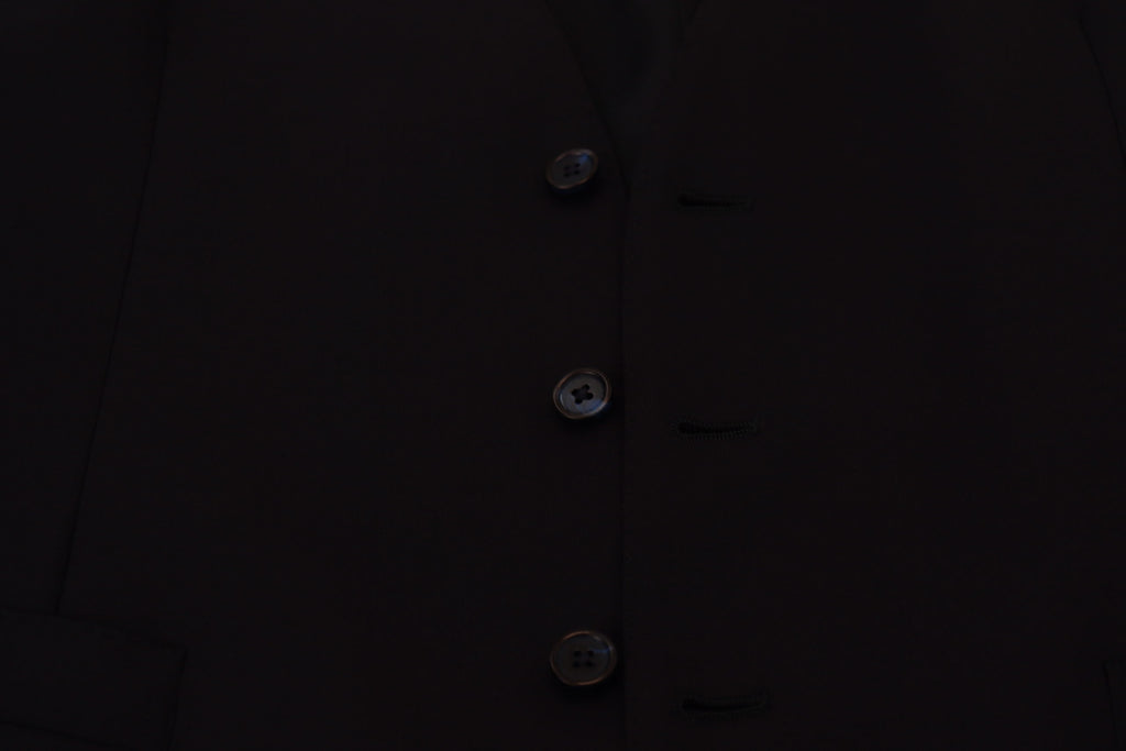 Dolce & Gabbana Dark Blue Wool Stretch Waistcoat Formal Vest - Zeiniez
