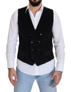 Dolce & Gabbana Black Cotton Double Breasted Waistcoat Vest - Zeiniez