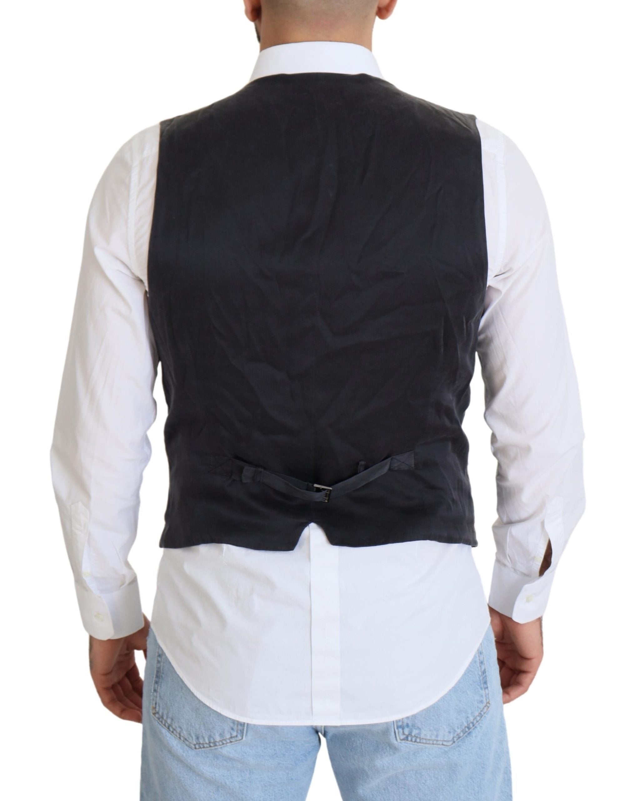 Dolce & Gabbana Black Cotton Double Breasted Waistcoat Vest - Zeiniez