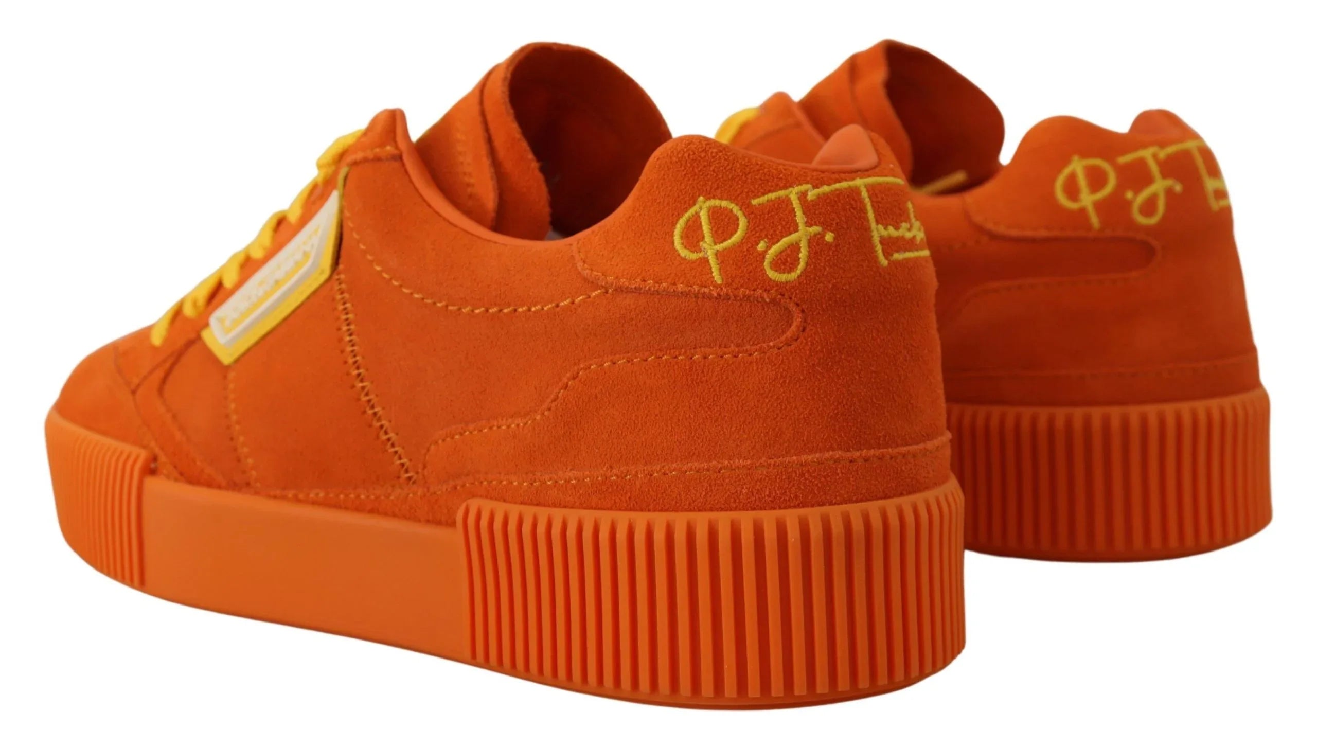 Dolce & Gabbana Orange Leather P.j. Tucker Sneakers Shoes - Zeiniez