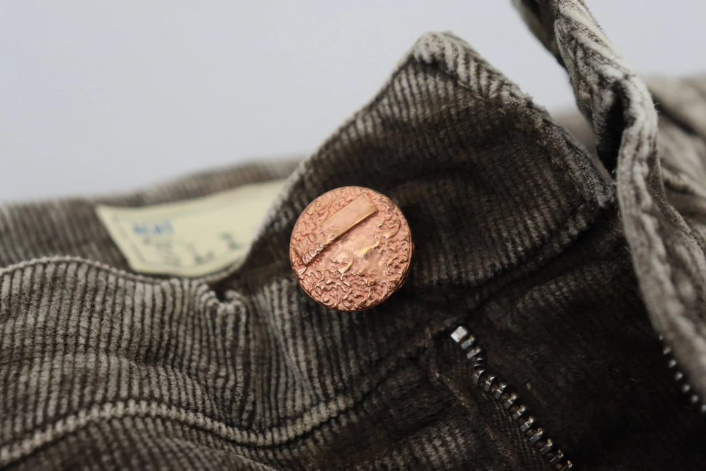 Acht Gray Washed Cotton Corduroy Slim Fit Men Jeans - Zeiniez