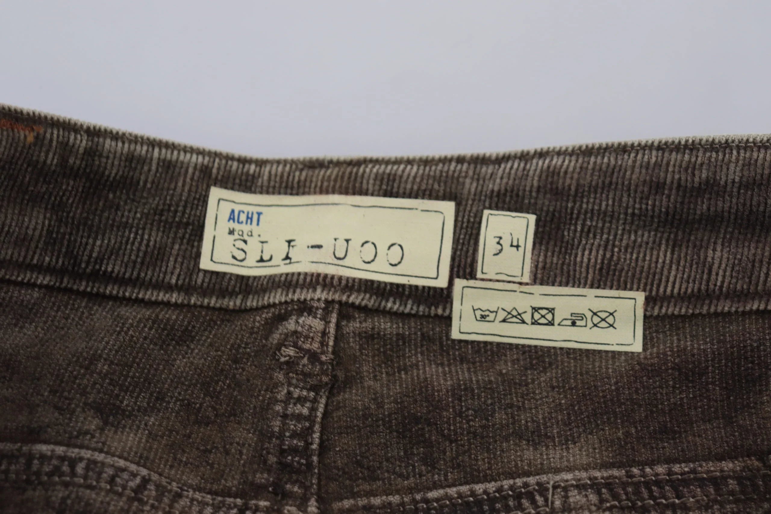 Acht Gray Washed Cotton Corduroy Slim Fit Men Jeans - Zeiniez