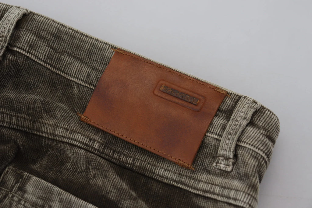 Acht Gray Washed Cotton Corduroy Slim Fit Men Jeans - Zeiniez