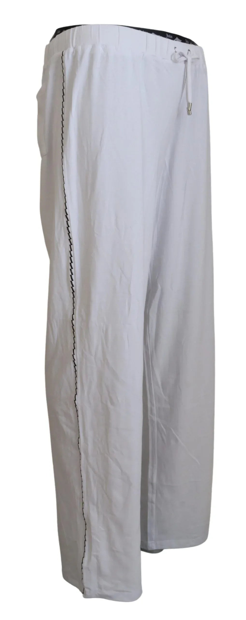 John Galliano White Cotton Logo Loose Men Pants - Zeiniez