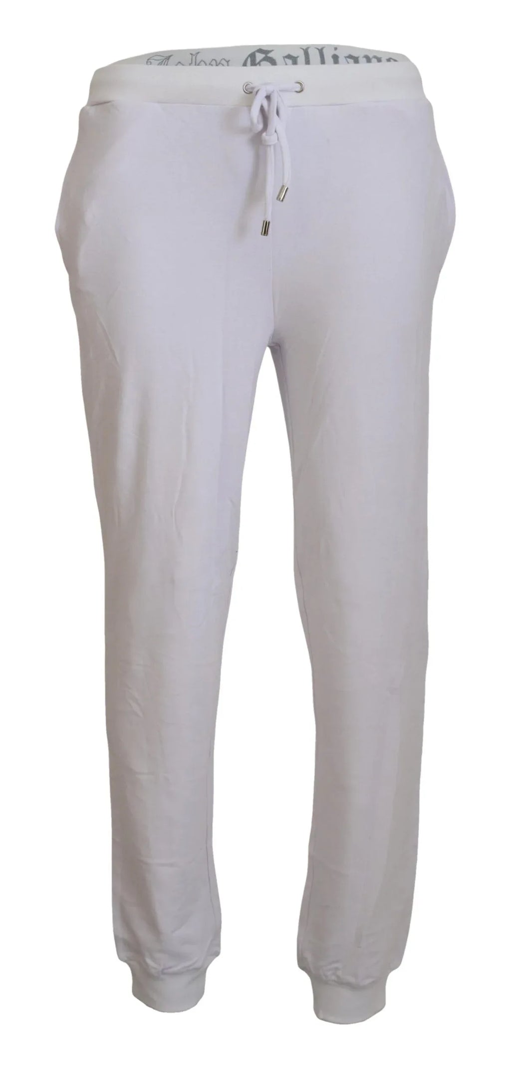 John Galliano White Cotton Logo Mens Jogger Pants - Zeiniez