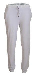John Galliano White Cotton Logo Mens Jogger Pants - Zeiniez
