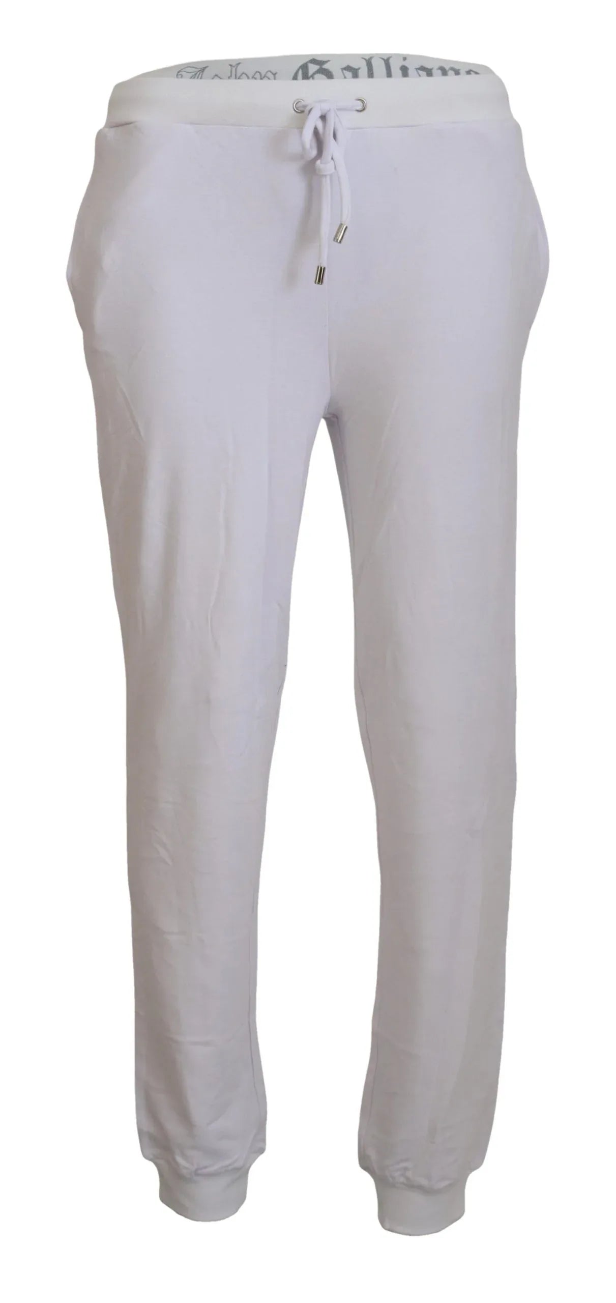 John Galliano White Cotton Logo Mens Jogger Pants - Zeiniez