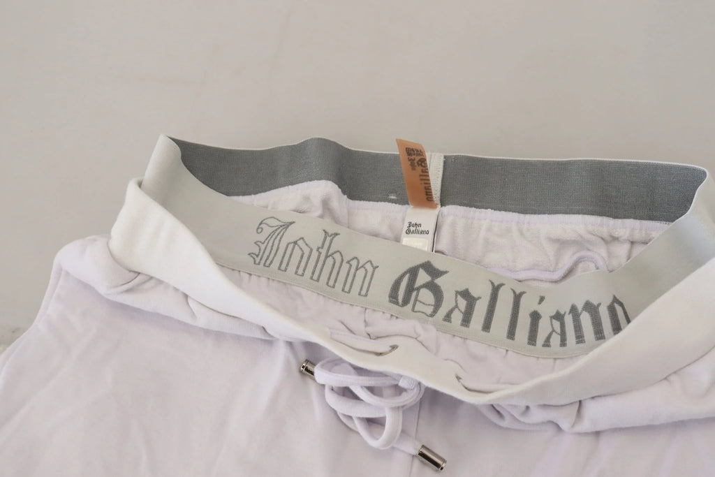 John Galliano White Cotton Logo Mens Jogger Pants - Zeiniez