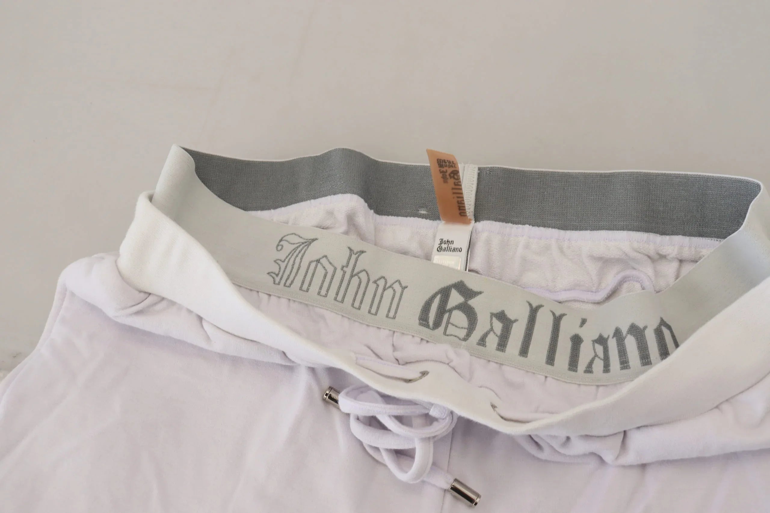 John Galliano White Cotton Logo Mens Jogger Pants - Zeiniez