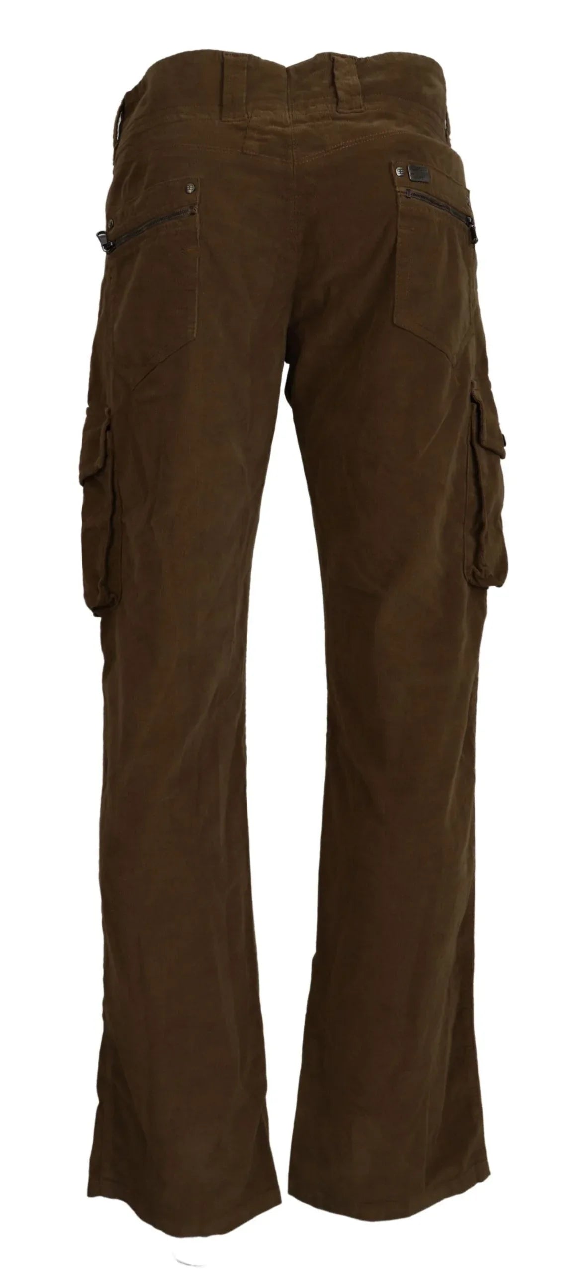 Ermanno Scervino Brown Cotton Corduroy Cargo Pants - Zeiniez