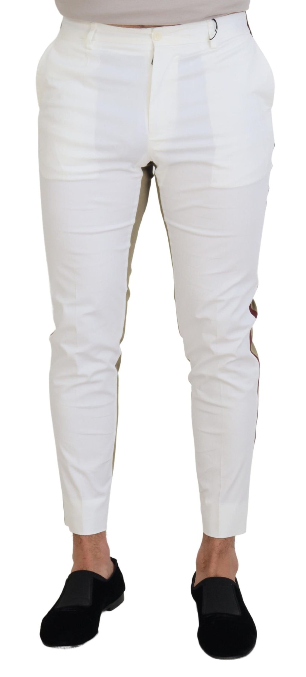 Dolce & Gabbana White Brown Slim Fit Chino Pants - Zeiniez