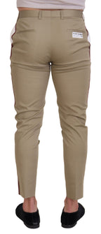 Dolce & Gabbana White Brown Slim Fit Chino Pants - Zeiniez