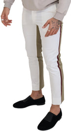 Dolce & Gabbana White Brown Slim Fit Chino Pants - Zeiniez