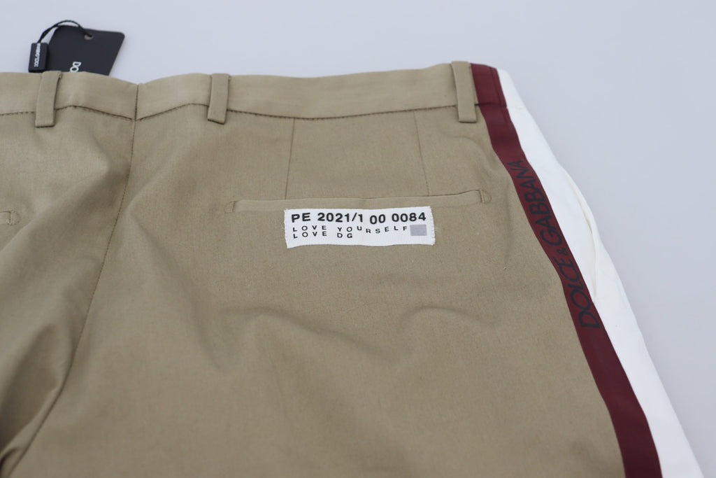 Dolce & Gabbana White Brown Slim Fit Chino Pants - Zeiniez