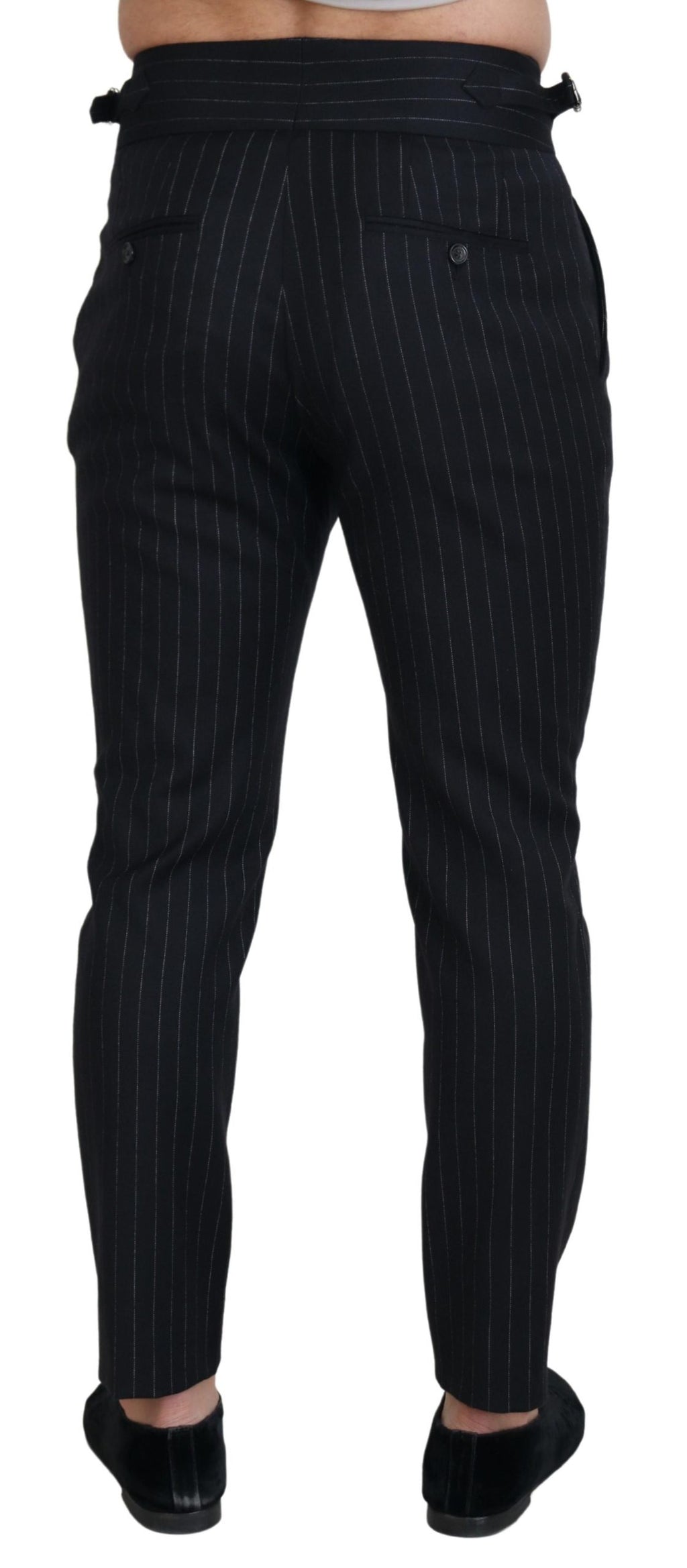 Dolce & Gabbana Black Wool Striped Chino Pants - Zeiniez