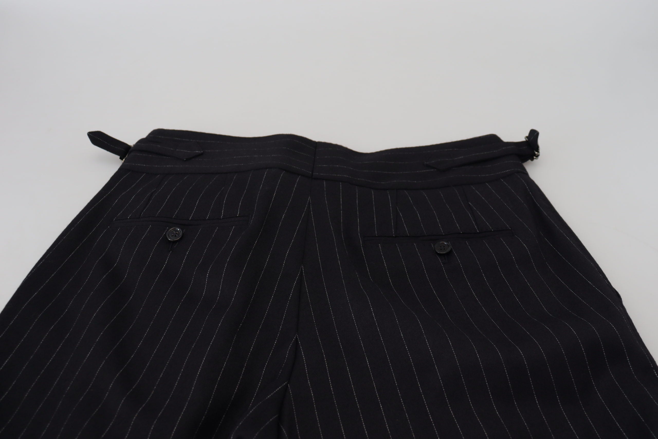 Dolce & Gabbana Black Wool Striped Chino Pants - Zeiniez