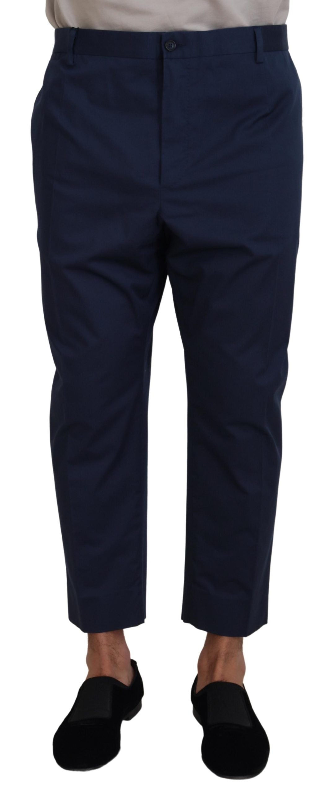 Dolce & Gabbana Blue Cotton Men Cropped Pants - Zeiniez