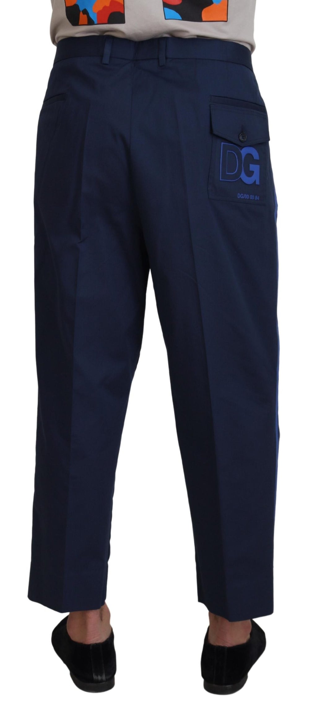 Dolce & Gabbana Blue Cotton Men Cropped Pants - Zeiniez